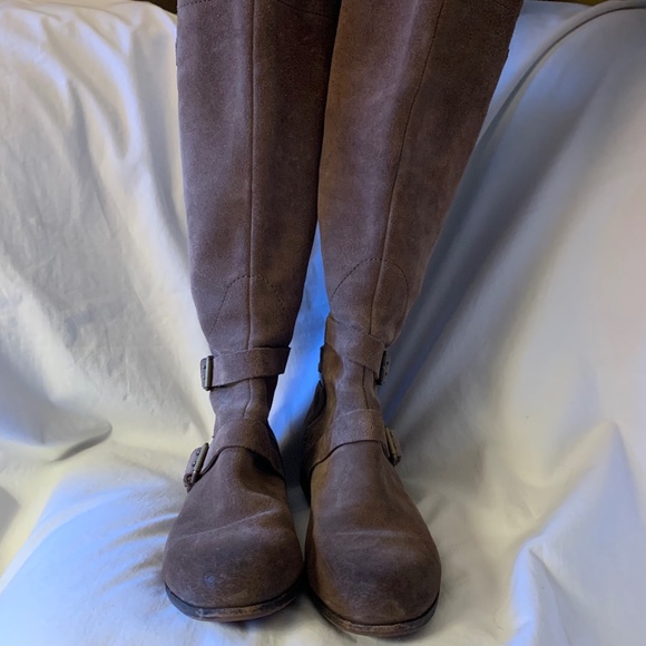 UGG brown suede and pebbled genuine leather riding boots - Picture 4 of 12